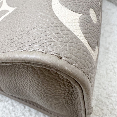 LV Onthego East West in Tourterelle (Grey) / Creme Giant Monogram Empreinte Leather and GHW (Model: M23641)