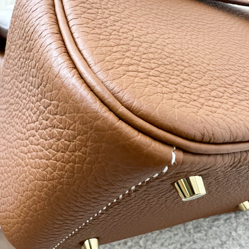 Hermes Mini Lindy in Gold Clemence Leather and GHW