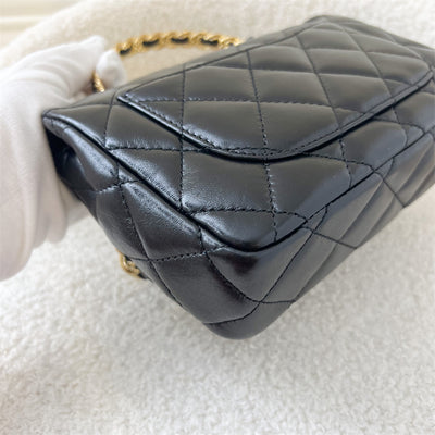 Chanel 23S Top Handle Small / Mini 21cm Flap in Black Lambskin and Shiny GHW