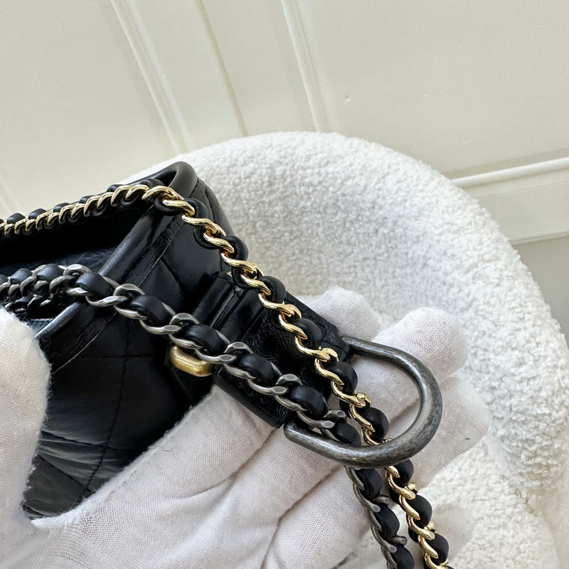 Chanel Medium (New Large) Gabrielle Hobo Bag in Black Calfskin and 3-tone HW