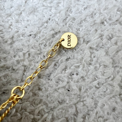 Dior Petit CD Double Bracelet with Diamantes Studded Heart Charm