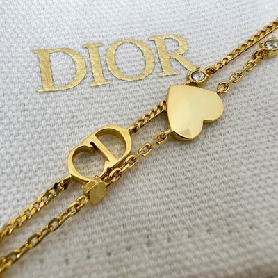 Dior Petit CD Double Bracelet with Diamantes Studded Heart Charm