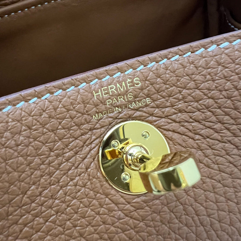 Hermes Mini Lindy in Gold Clemence Leather and GHW