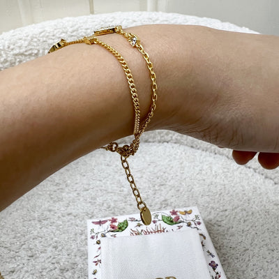 Dior Petit CD Double Bracelet with Diamantes Studded Heart Charm