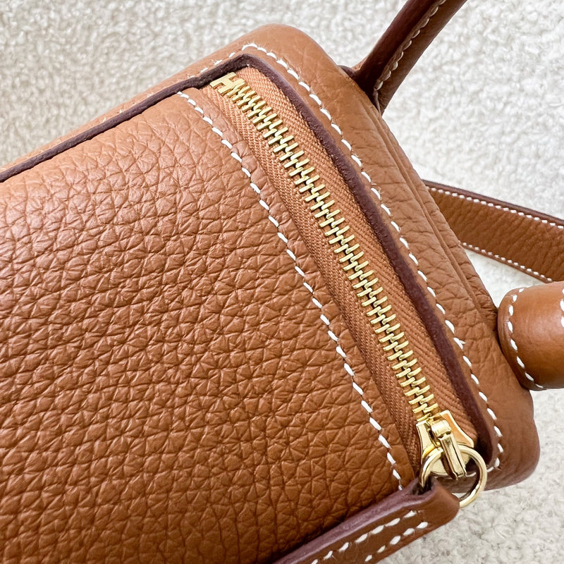 Hermes Mini Lindy in Gold Clemence Leather and GHW