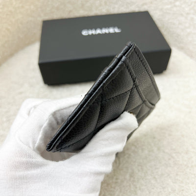 Chanel Classic Flat Card Holder in Black Caviar and GHW