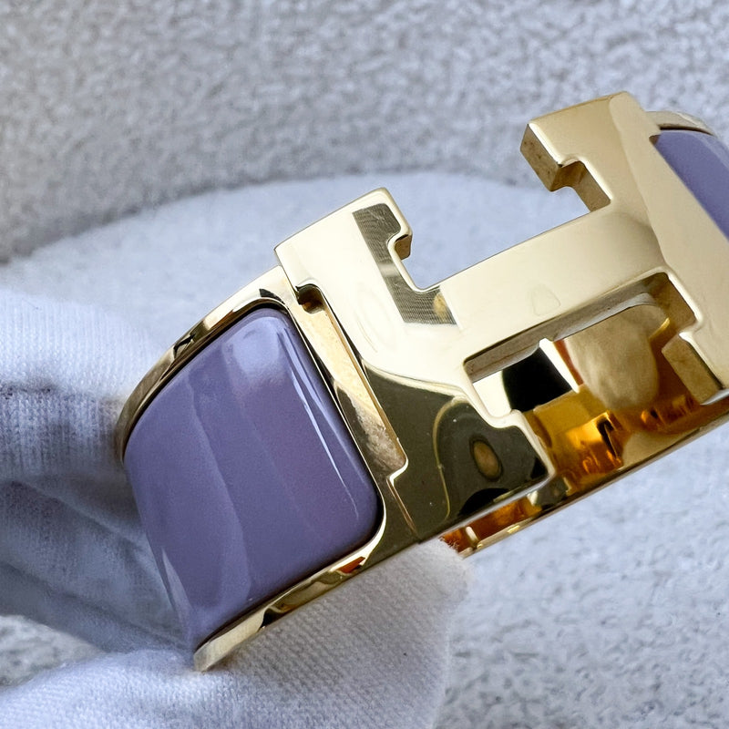 Hermes Clic Clac H Bracelet PM in Grey Enamel and GHW