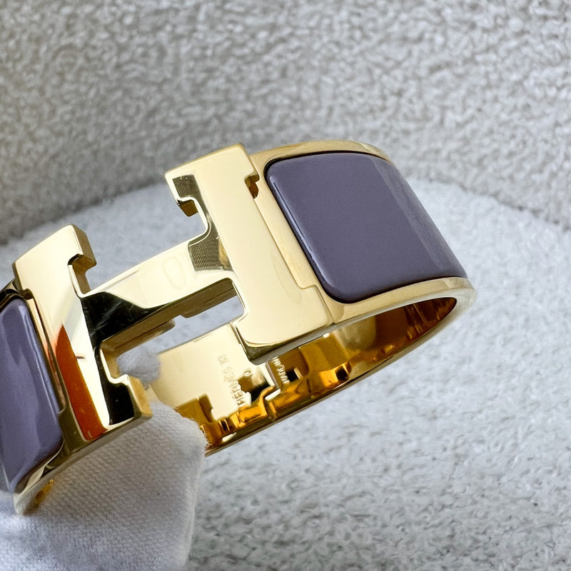 Hermes Clic Clac H Bracelet PM in Grey Enamel and GHW