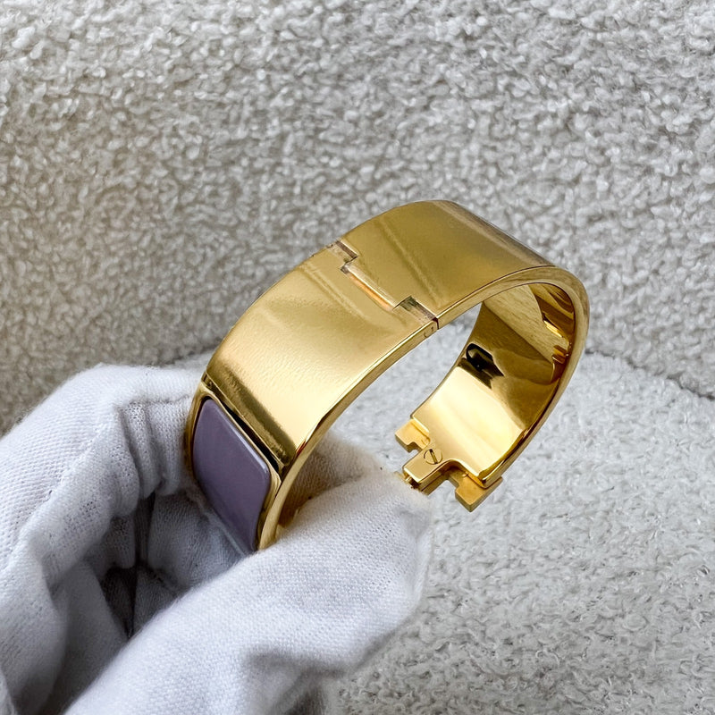 Hermes Clic Clac H Bracelet PM in Grey Enamel and GHW