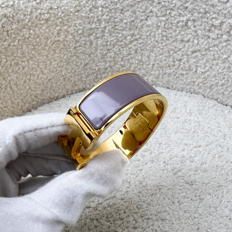 Hermes Clic Clac H Bracelet PM in Grey Enamel and GHW