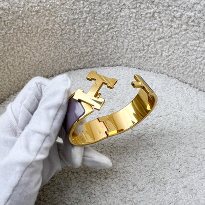 Hermes Clic Clac H Bracelet PM in Grey Enamel and GHW