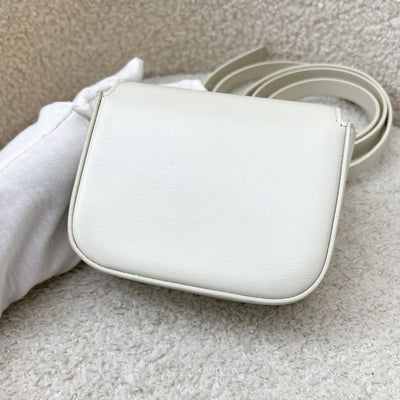 Celine Triomphe Mini Claude Flap Bag in Off White Shiny Calfskin and GHW