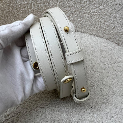 Celine Triomphe Mini Claude Flap Bag in Off White Shiny Calfskin and GHW