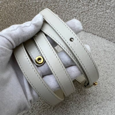 Celine Triomphe Mini Claude Flap Bag in Off White Shiny Calfskin and GHW