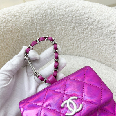 Chanel 24C Micro VIP Clutch in Fuchsia Pink Iridescent Mirror Goatskin SHW