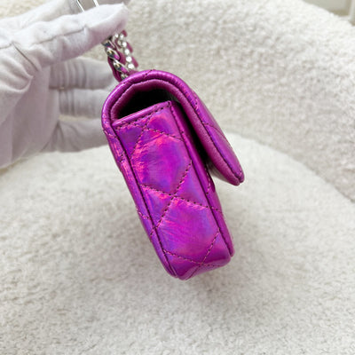 Chanel 24C Micro VIP Clutch in Fuchsia Pink Iridescent Mirror Goatskin SHW