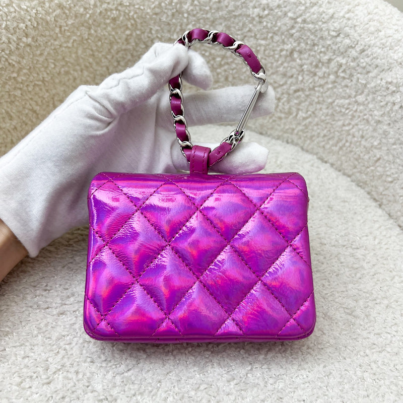 Chanel 24C Micro VIP Clutch in Fuchsia Pink Iridescent Mirror Goatskin SHW