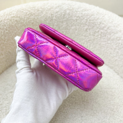 Chanel 24C Micro VIP Clutch in Fuchsia Pink Iridescent Mirror Goatskin SHW