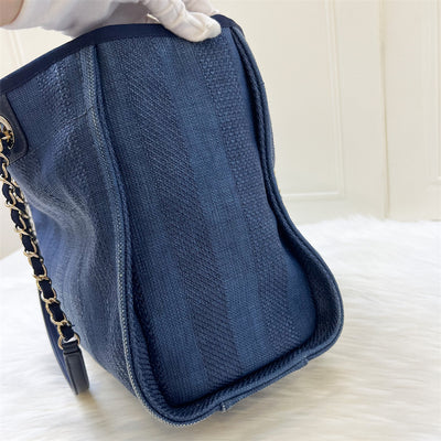 Chanel Deauville Medium Tote in Navy Fabric and LGHW