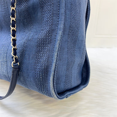 Chanel Deauville Medium Tote in Navy Fabric and LGHW