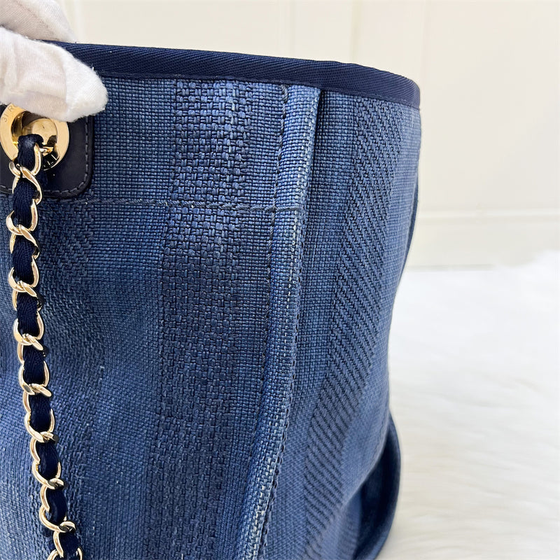 Chanel Deauville Medium Tote in Navy Fabric and LGHW
