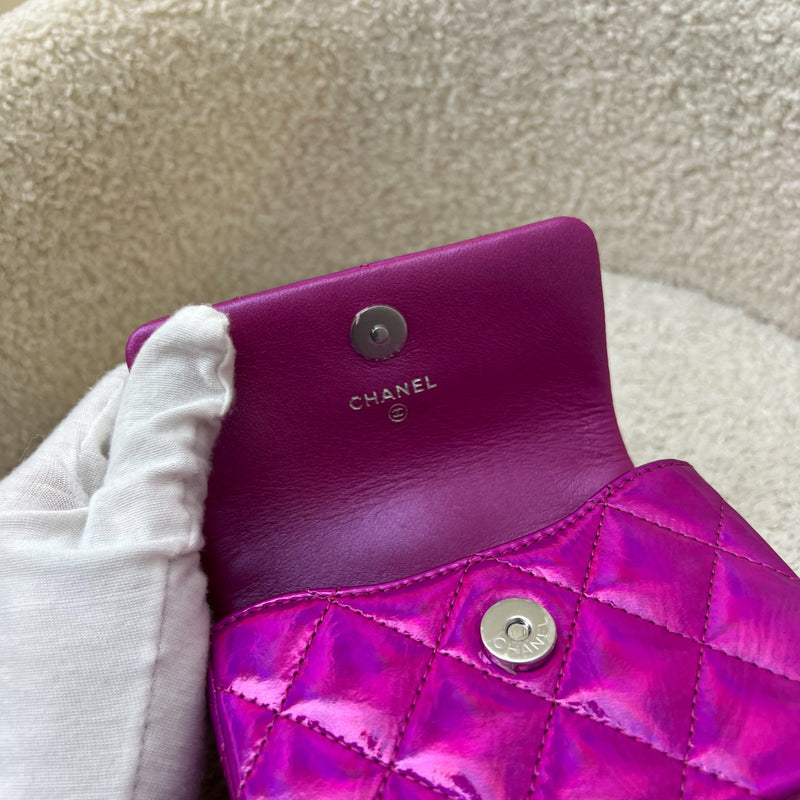 Chanel 24C Micro VIP Clutch in Fuchsia Pink Iridescent Mirror Goatskin SHW