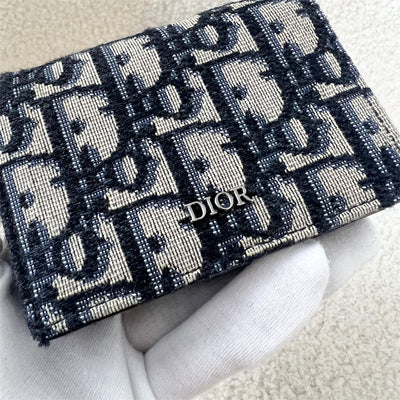 Dior Men’s Business Card Holder in Blue Dior Oblique Jacquard SHW