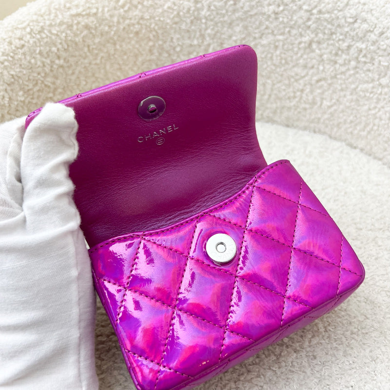 Chanel 24C Micro VIP Clutch in Fuchsia Pink Iridescent Mirror Goatskin SHW