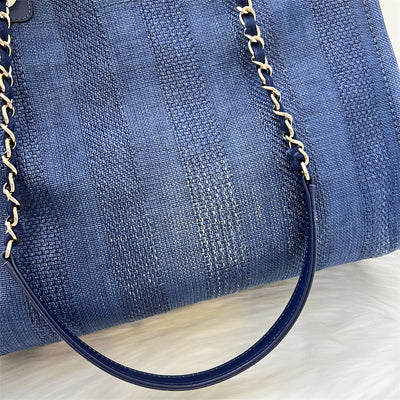 Chanel Deauville Medium Tote in Navy Fabric and LGHW