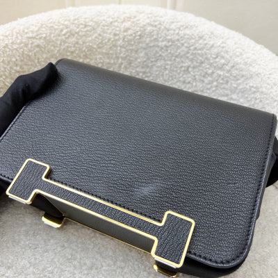 Hermes Geta in Noir Black Chevre Mysore Leather and GHW