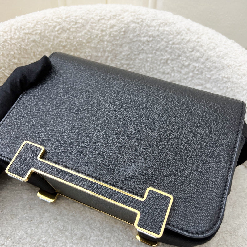 Hermes Geta in Noir Black Chevre Mysore Leather and GHW