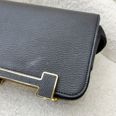 Hermes Geta in Noir Black Chevre Mysore Leather and GHW
