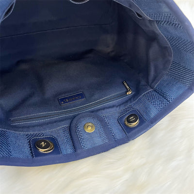 Chanel Deauville Medium Tote in Navy Fabric and LGHW