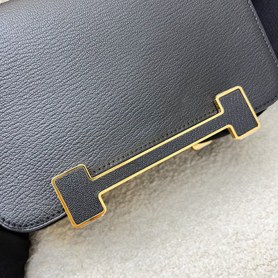 Hermes Geta in Noir Black Chevre Mysore Leather and GHW