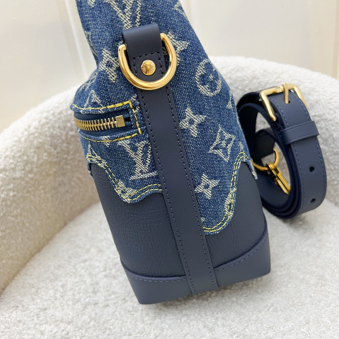 LV x NIGO Japanese Cruiser Bag in Blue Monogram Denim, Navy Blue