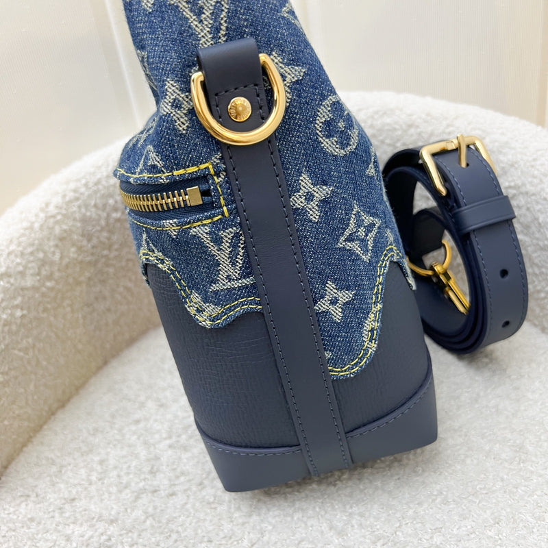 LV x NIGO Japanese Cruiser Bag in Blue Monogram Denim, Navy Blue Calfskin and GHW (Model: M45970)