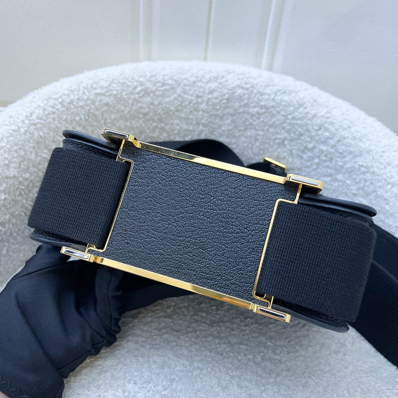 Hermes Geta in Noir Black Chevre Mysore Leather and GHW