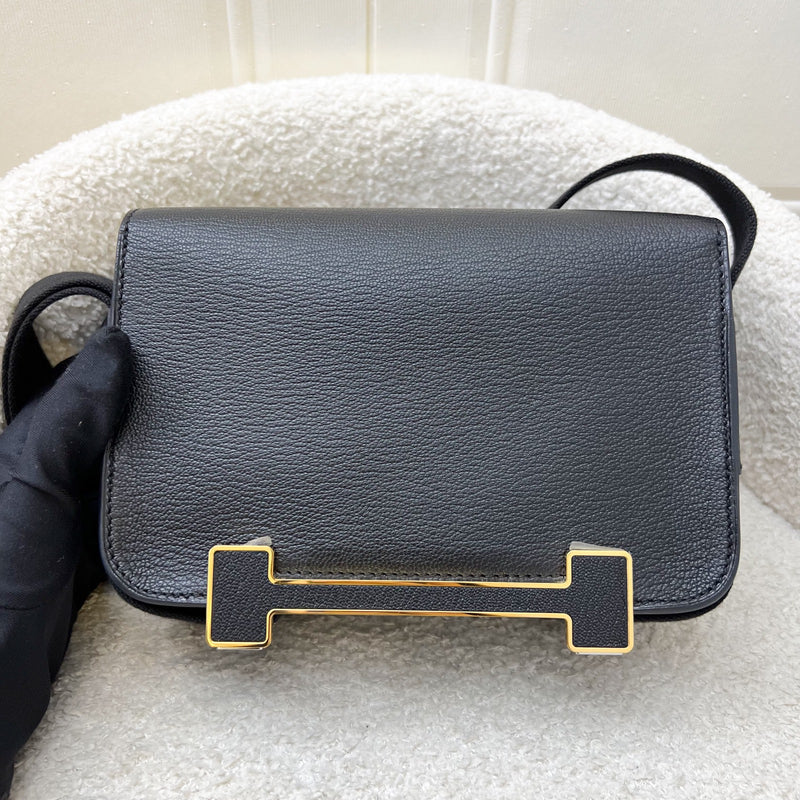 Hermes Geta in Noir Black Chevre Mysore Leather and GHW