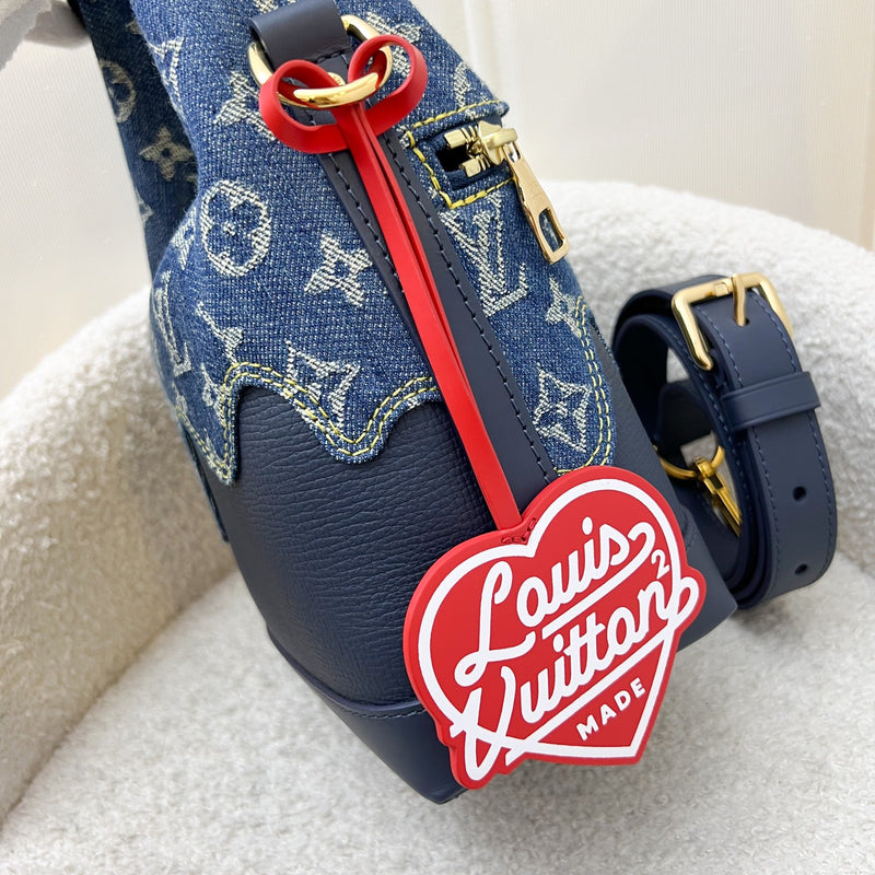 LV x NIGO Japanese Cruiser Bag in Blue Monogram Denim, Navy Blue Calfskin and GHW (Model: M45970)