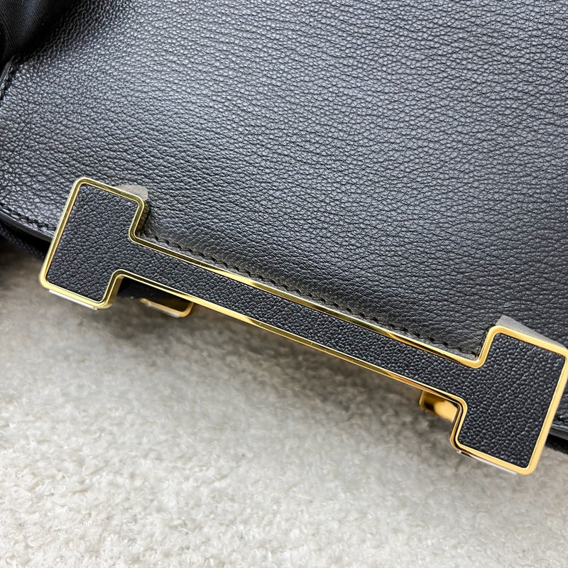 Hermes Geta in Noir Black Chevre Mysore Leather and GHW