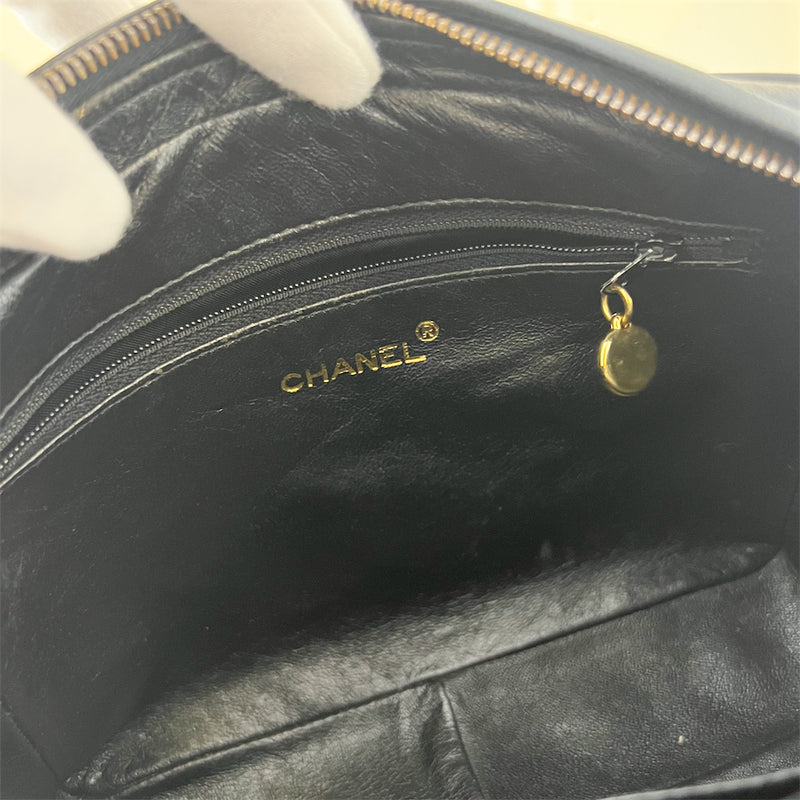 Chanel Vintage Front Flap Camera Bag in Black Lambskin and 24K GHW