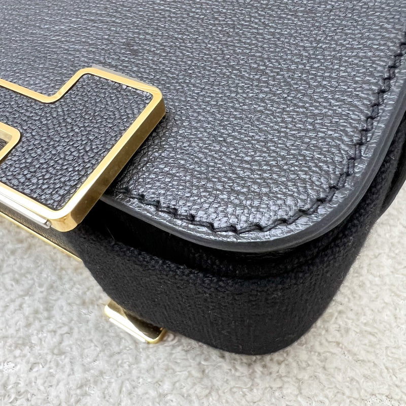 Hermes Geta in Noir Black Chevre Mysore Leather and GHW