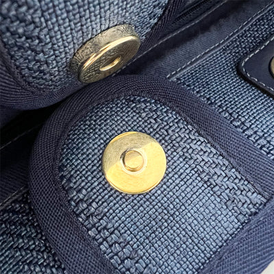 Chanel Deauville Medium Tote in Navy Fabric and LGHW