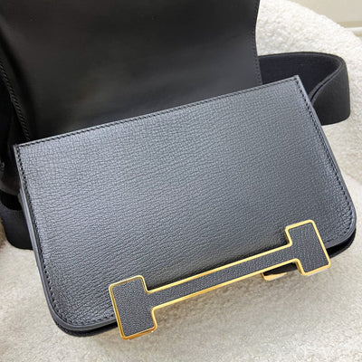 Hermes Geta in Noir Black Chevre Mysore Leather and GHW