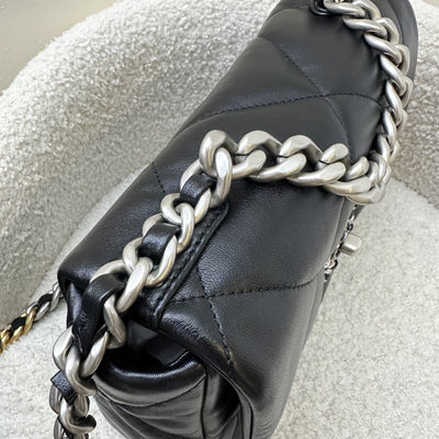 [Brand New] Chanel 19 Small Flap in Black Lambskin and 3-tone Hardware, Silver Turnlock (Model: AS1160)