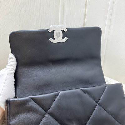[Brand New] Chanel 19 Small Flap in Black Lambskin and 3-tone Hardware, Silver Turnlock (Model: AS1160)