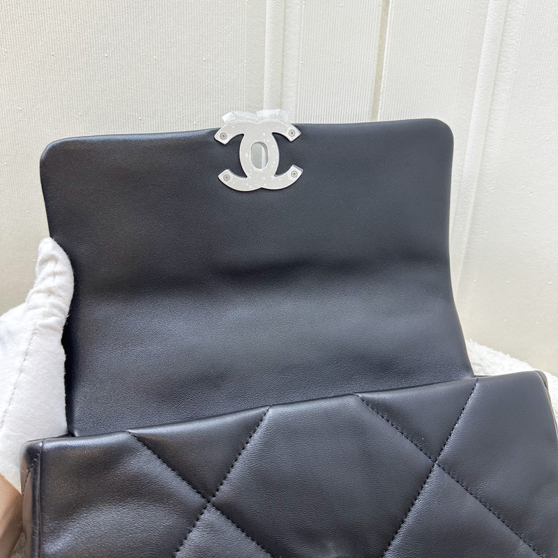 [Brand New] Chanel 19 Small Flap in Black Lambskin and 3-tone Hardware, Silver Turnlock (Model: AS1160)