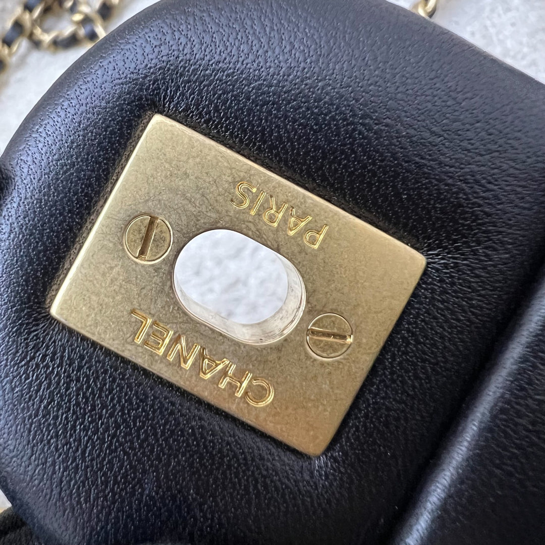 Chanel Pearl Crush Square Mini Flap in Black Lambskin and AGHW