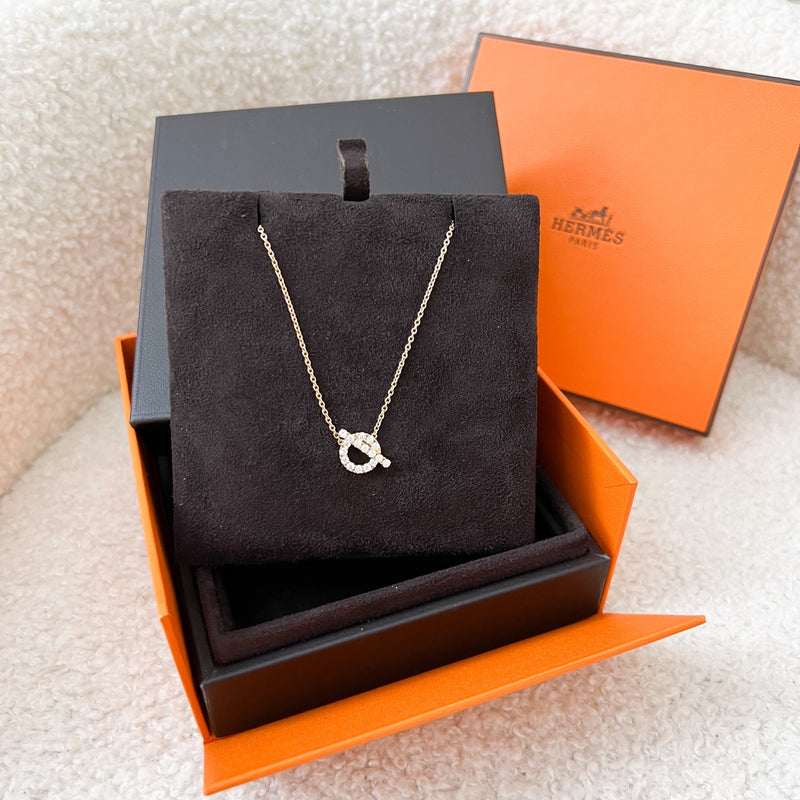 Hermes Finesse Pendant Necklace with Diamonds in 18K Rose Gold