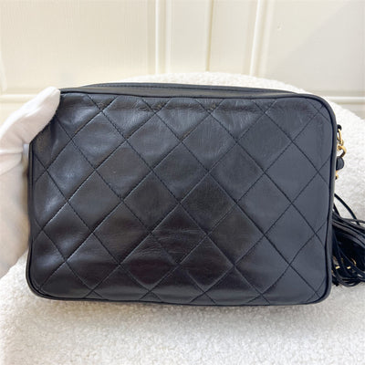 Chanel Vintage Front Flap Camera Bag in Black Lambskin and 24K GHW